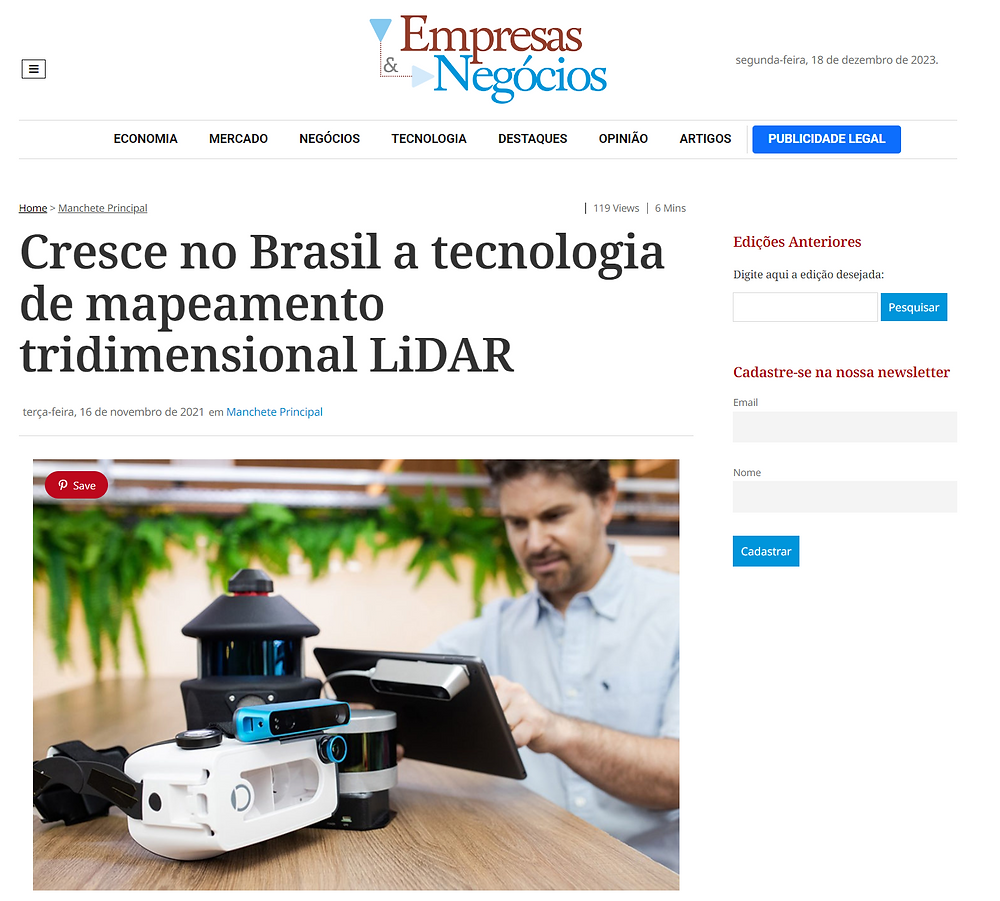 Cresce no Brasil a tecnologia de mapeamento tridimensional LiDAR