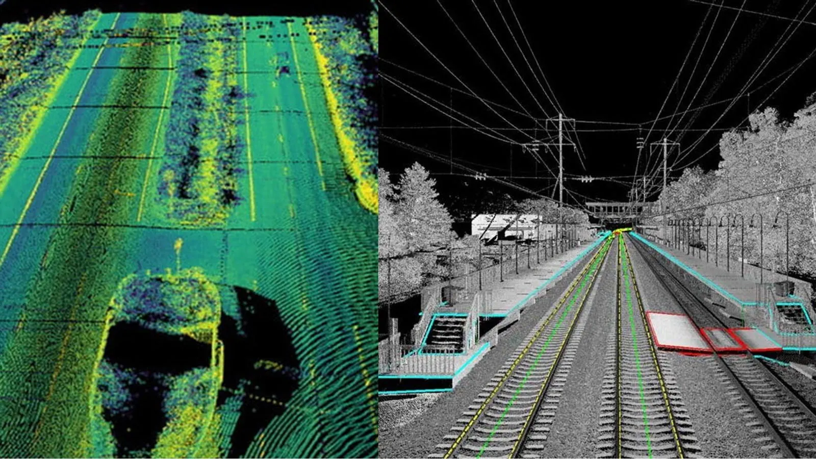 Nuvem de pontos de rodovia e ferrovia