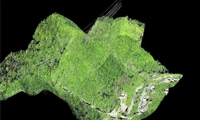 Reconstrução tridimensional de relevo florestal — contexto de mapeamento aéreo publicado pela GeoSun, sem identificação do sistema deste item Reconstrução tridimensional de relevo florestal — contexto de mapeamento aéreo publicado pela GeoSun, sem identificação do sistema deste item