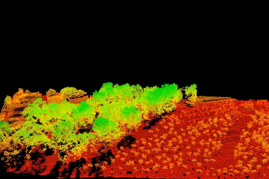 Nuvem de pontos de terreno e vegetação capturada por Livox Avia — resultado de levantamento publicado pelo fabricante Nuvem de pontos de terreno e vegetação capturada por Livox Avia — resultado de levantamento publicado pelo fabricante