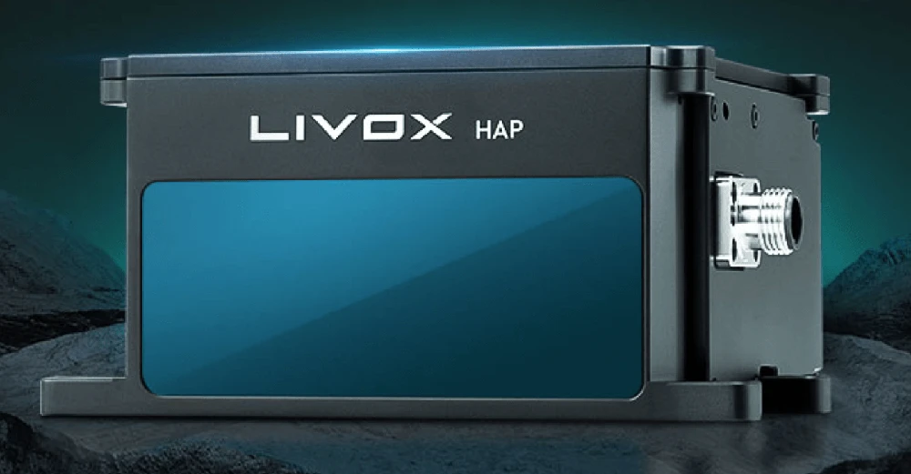 Livox HAP com janela frontal azul — imagem oficial do site global Livox